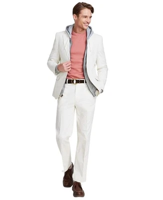 Traje de 2 piezas Nautica para hombre ajuste moderno 38 R / 32 cintura beige crema elástico liso Foto 1 de 2