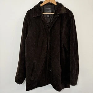 J. Crew Men's Suede Leather Jacket Medium Brown Quilted Lining Heavy Ranch - Picture 1 of 9