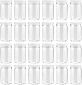 Tarros de masón de plástico transparente Smart Solutions (paquete de 24 18 oz) paquete de 18 24, blanco - Imagen 1 de 2