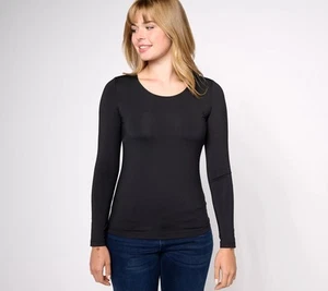 Camiseta Susan Graver Smoothing Essentials Cuello Ballet Negra S Nueva - Imagen 1 de 1