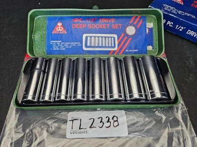 COBRA TOOLS #SS-129DT JUEGO DE 9 ENCHUFES PROFUNDOS UNIDAD 1/2" 6 PT 1/2"-15/16" CON ESTUCHE Foto 1 de 4
