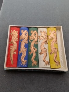 Palitos de tinta de caligrafía de dragón tallado chino de 5 colores en caja - Imagen 1 de 12