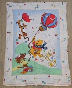 Vtg Disney Winnie The Pooh Crib Comforter Tigger Piglet Primary Color 42 X 32" - Picture 1 of 7