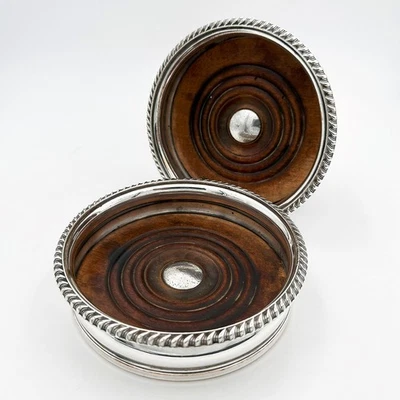 PAR DE POSAVASOS PARA BOTELLAS GEORGE III PLACA SHEFFIELD c1810 Foto 1 de 4