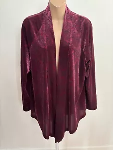 Chico's 2 Piece Set,Pants & Floral Jacket, Long Sleeve, Burgundy, Size 1 short&2 - Picture 1 of 7
