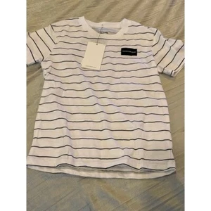New Calvin Klein 6 White/Black Striped Tee Shirt - Picture 1 of 8