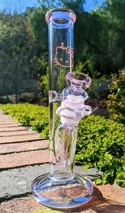 10 Inch Pink Hello Kitty Glass Bong Quality Tobacco Smoking Water Pipe Hookah - Picture 1 of 7