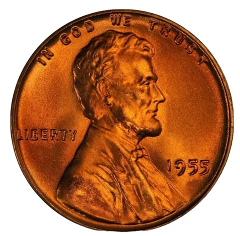 1955-P Lincoln Wheat Cent Choice Gem Red BU 1c Free Shipping 1955P Cover