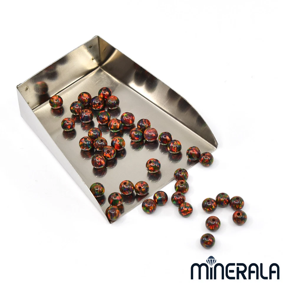 HALF DRILLED FIRE RED SYNTHETIC LAB CREATED OPAL ROUND BALL VARIOUS SIZE WP00221 - Image 1 of 2