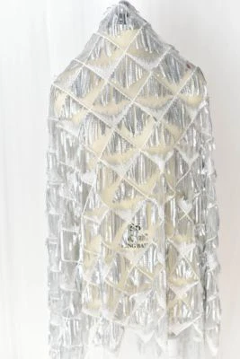 Vestido con Borlas con Cuentas Tela de Encaje Bordado Disfraz Vestido Hágalo Usted Mismo Bling Tul 0.5 M Foto 1 de 3