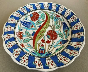 Round Platter Sir CA Handmade 14th c Bahri Faruk Avanos Turkey  Colorful Vintage - Picture 1 of 7