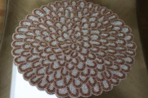 ARTISTIC ACCENTS FLORAL BEADED CHARGER PLACEMATS - COPPER/SILVER - NEW - S/2 - Picture 1 of 1