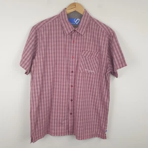 Animal Shirt Mens Large Red Checked Skater Y2K Button Up 100% Cotton - Picture 1 of 12