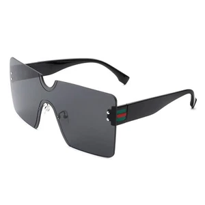 Oversized Square Fashion Sunglasses - Unisex Retro Flat Top Rimless Large Gafas - Picture 1 of 26