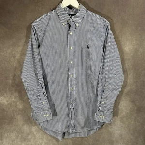 Ralph Lauren Classic Fit Shirt Mens Sz Medium 16 32/33 Blue Striped Long Sleeve - Imagen 1 de 10