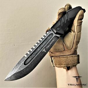 Takumitak 11" Hunting Gear Full Tang D2 Blade Kydex G10 Handle Fixed Blade Knife