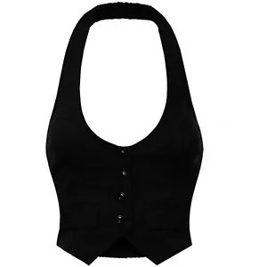 Fashion Secrets Women`s Halter Waistcoat Business Work Formal Suit Vest Top - Picture 1 of 3