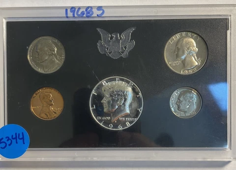 1968 US Proof 5 Coin Set - No packaging - No COA - A111 Cover
