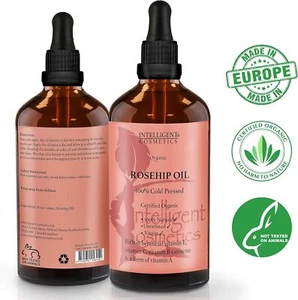 Rosehip Oil Certified Organic 100% Cold Pressed Pure Rose Hip Best Facial Oil - Picture 1 of 6