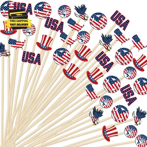 4th of July Patriotische Cocktail Picks Rot Weiß und Blau Lebensmittel Zahnstocher 5,12" U - Bild 1 von 7