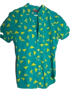 Camisa para mujer Arizona Jean Company azul hierba y amarilla con botones. Talla pequeña - Imagen 1 de 7