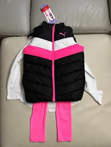 Puma Kids’ Vest, Long Sleeve Tee, Leggings 3pcs Set - Size XS / 5-6 - Picture 1 of 15