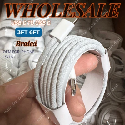 ATACADO 6 pés 3 pés para iPhone 15 16 USB C para USB C carregador rápido PD 60W lote de cabos - Imagem 1 de 4
