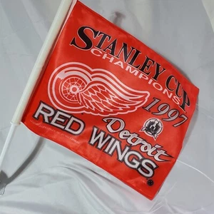 Vintage Detroit Red Wings 1997 Stanley Cup Champions Auto Fenster Flagge Hockey NHL - Bild 1 von 3