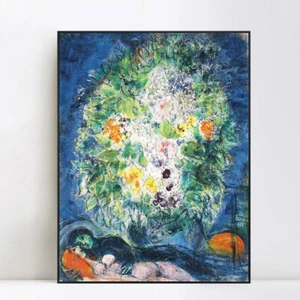 Framed Canvas Giclee Print Art Flower#4 by Marc Chagall Wall Art 20"x24"  - Picture 1 of 7