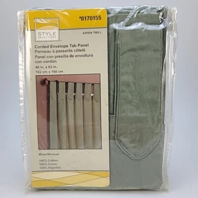 STYLE SELECTIONS Moss Green Aspen Twill Curtain Corded Envelope Tab Panel - Изображение 1 из 4