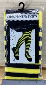 Yellow with Black Strips Print Halloween Tights - Picture 1 of 2