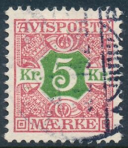 Denmark Scott P9/AFA AP9, 5Kr rose/green Newspaper stamp, VF Used