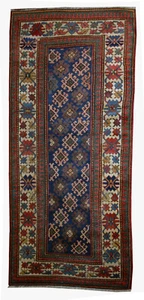 Handmade antique Caucasian Gendje rug 3.2' x 8' ( 97cm x 244cm ) 1880 - 1B522 - Picture 1 of 7