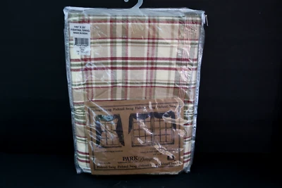 Cortina de ventana botín cola de pez tomillo Park Designs 145x25 forrada verde tostado rojo a cuadros Foto 1 de 4