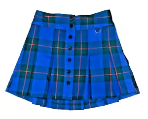 New SO Women's Jr 7 Pleated Plaid Elastic-Waist Buttoned schoolgirl mini Skirt - Picture 1 of 5