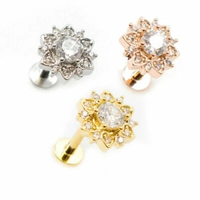 Joias corporais com rosca interna 16 g com joias transparentes - Imagem 1 de 2