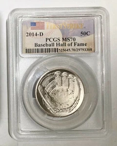 2014 D Baseball Hall of Fame Half Dollar PCGS MS70 First Strike - Picture 1 of 6