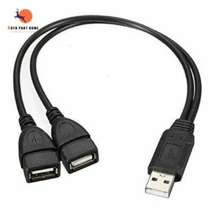 USB 2.0 Power Cord Adapter Cable Hub A Male To 2 Dual USB Female Jack Y Splitter - Picture 1 of 8