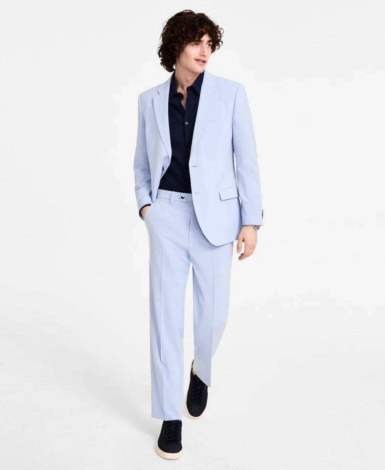 Nautica Men's Blue Modern-Fit Bi-Stretch 2-PC Jacket Pants Suit Size 48R 43W 31L