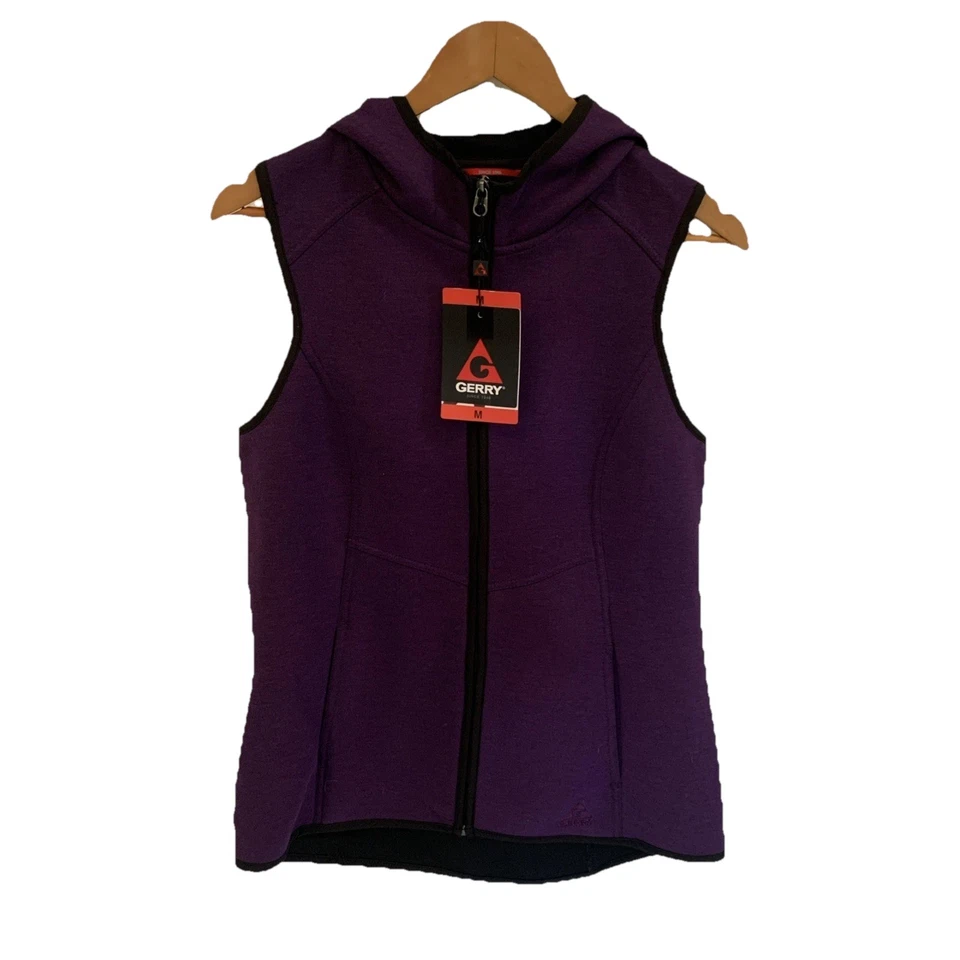 Gerry women's micro-fleece vest with full zip and hoodie in purple - Size M - Image 1 of 4