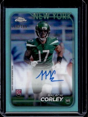 2024 Topps Chrome Malachi Corley Rookie Auto Aqua Refractor #119/199 Jets - Image 1 of 2