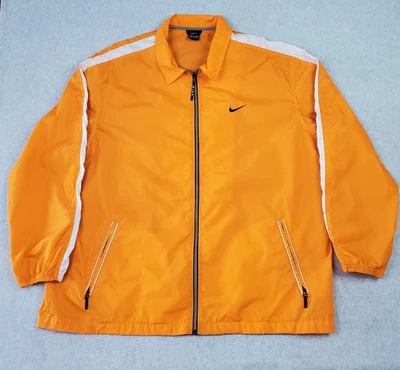 Chaqueta cortavientos Nike de colección para hombre 2XL naranja blanca cremallera completa reflectante años 90 Y2K Foto 1 de 4