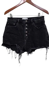 Abercrombie & Fitch High Rise Mom Micro Shorts Curve Love Size 29/8 Black Denim - Picture 1 of 5