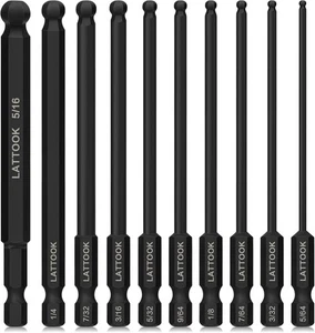 Ball End Hex Head Allen Wrench Drill Bit Set (10PCS SAE 10pcs Bits - Picture 1 of 9