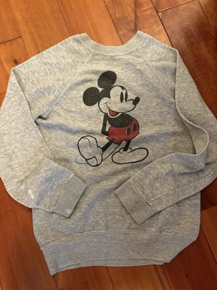 Vintage 80s Disney Mickey Mouse Classic Gray Sweatshirt Walt Disney World Small - Image 1 of 1