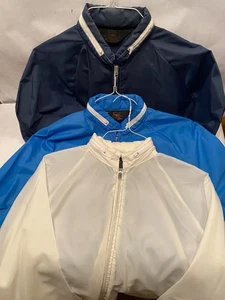 Lot of 3 Vintage Sears Windbreaker Jackets LARGE Blue White Light Blue THREE - Picture 1 of 8