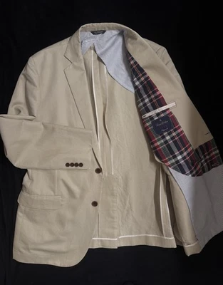 Abrigo deportivo Brooks Brothers 1818 Fitzgerald Sondrio crema lino algodón talla 46L Foto 1 de 4