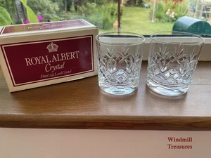 PAIR ROYAL ALBERT COUNTESS CRYSTAL RUMMER WHISKY GLASSES IN ORIGINAL BOX - FAB - Picture 1 of 6