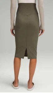 Lululemon Nulu Slim-Fit High-Rise Pencil Skirt Army Green Size 4 New - Picture 1 of 8