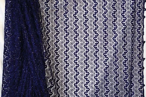 Maggi London Crochet Look Sparkle Lace Zig Zag Navy Apparel BFab - Picture 1 of 3